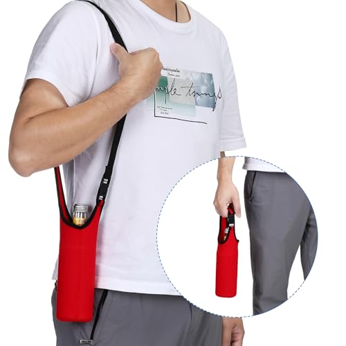 PATIKIL Water Bottle Sling Bag, Neoprene Portable Insulated Bottle Holder Carrier with Removable Adjustable Shoulder Straps - color: Dark Green