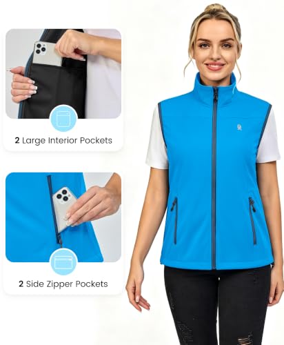 Little Donkey Andy Women's Lightweight Softshell Vest - color: Bright Blue, size: X-Large