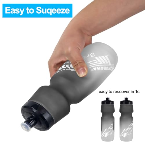 24oz Bike Water Bottle Leakproof Squeeze BPA Free Bicycle Bottles - color: Black/White+Green/Black, size: 2‑Pack