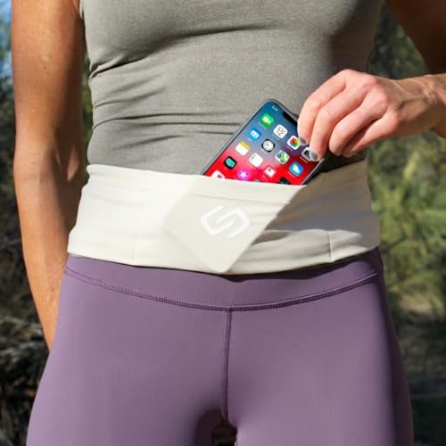 Sporteer VersaSlim Low-Profile Running Belt, Gym Waist Pack, Off-White, M - color: Off-White, size: Medium