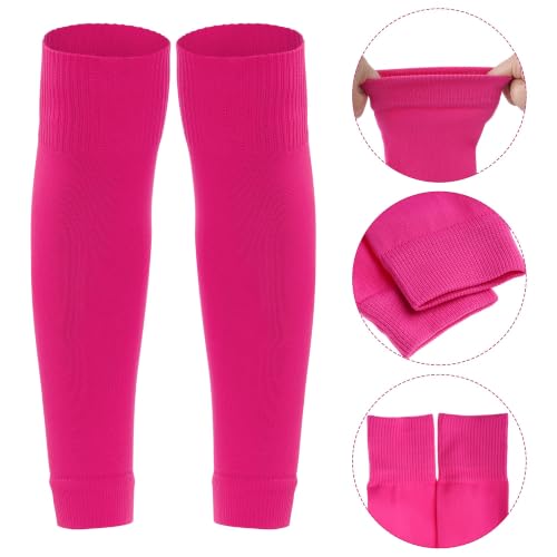 phnydreg 3 Pairs Leg Sleeve Shin Pre Cut Socks for Kids Youth Men Women Soccer Running Cycling - color: Pink