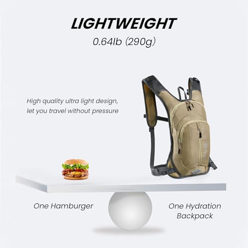 Nepest Hydration Pack Backpack with 2L Water Bladder Reflective Lightweight - color: Khaki