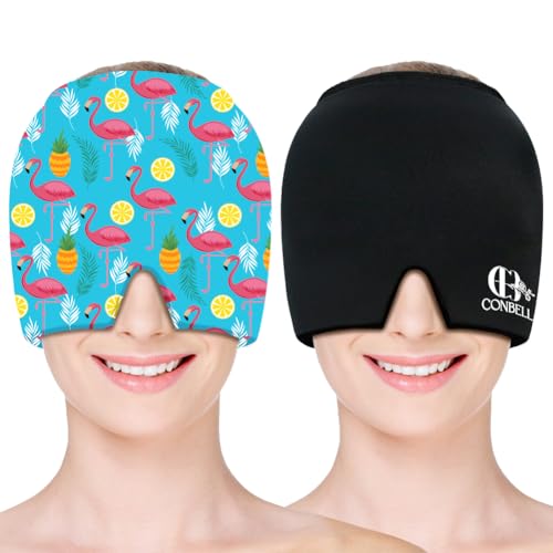 Migraine Relief Cap, Soothing Headache Ice Face Mask Products - color: Black+blue2