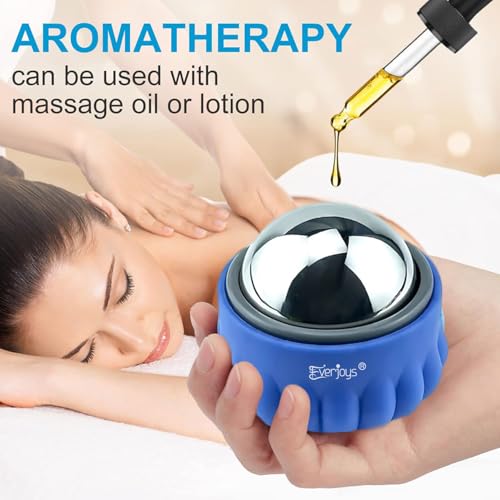 Massage Ice Roller Ball Cold & Heat Therapy Tissue Relief Muscle Recovery - color: Blue and Gray