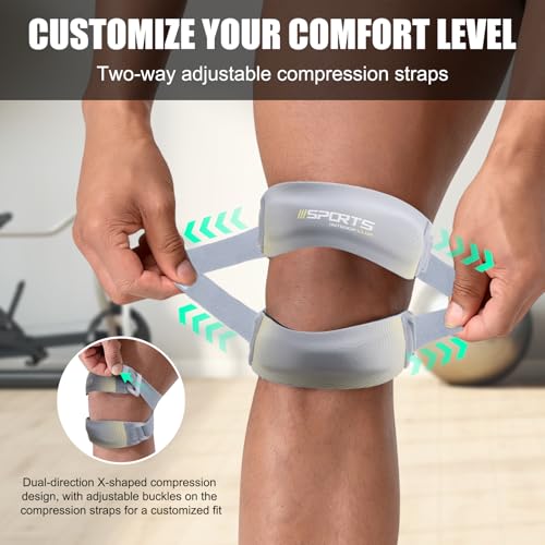 NuCamper Patellar Tendon Support Strap, Adjustable Patella Band Knee Brace for Men & Women Relief Knee Pain, Patella Stabilizer Knee Straps for Running, Basketball, Tendonitis, Jumpers Knees Gray - color: Gray
