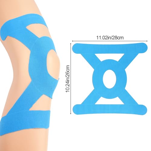 12pcs Precut Kinesiology Tape for Knees, Breathable & Waterproof Knee Supports Stickers Tape Flexible Elastic Athletic Strips Supplies for Sports & Stability (Blue)
