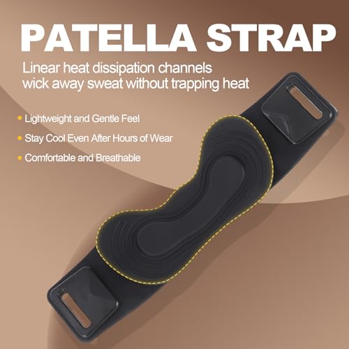 Patella Strap 2-Pack – Silicone Pad Knee Brace for Pain Relief - color: Black
