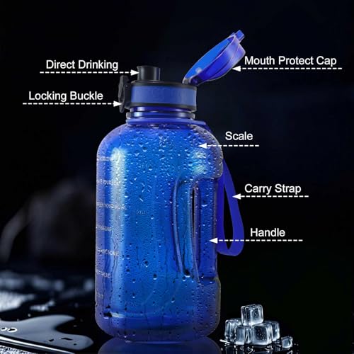 GEMFUL 2L Water Bottle with Handle 64oz Large Jug Leak-Proof (Royal Blue) - color: Royal Blue, size: 67.6 Ounces