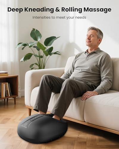 COMFIER Large Shiatsu Foot Massager with Heat, Size 15, FSA Eligible HSA - color: Obsidian Black