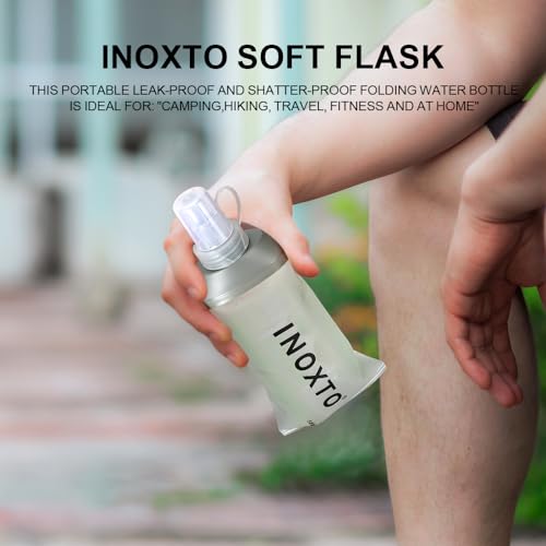 INOXTO Soft Flask,Collapsible Soft Water Bottles for Hydration Vests and Running Packs, Soft Flask Running Bottles for Hiking Cycling(250/500 ml) (2 PCS BIG) - size: 2 PCS BIG