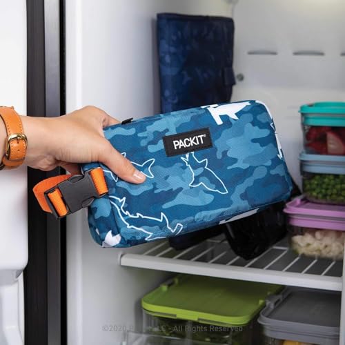 PackIt Freezable Snack Box, Camo Sharks - color: Camo Sharks, size: Medium