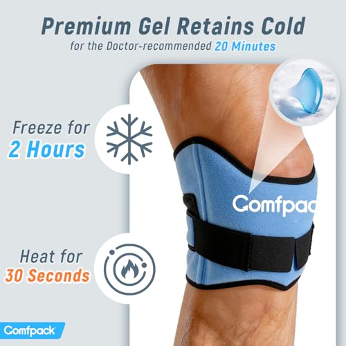 Comfpack Knee Ice Pack for Patella Tendon Relief, Hot Cold Therapy, 2 Pack