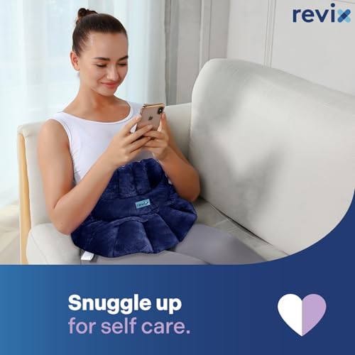 REVIX Microwavable Heating Pad for Neck Shoulders & Back, Moist Heat, Navy - color: Navy