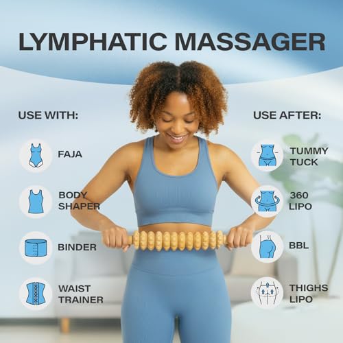 Bruizex Lipo Roller Lymphatic Drainage Massager, Massage Tool for Stomach - color: White