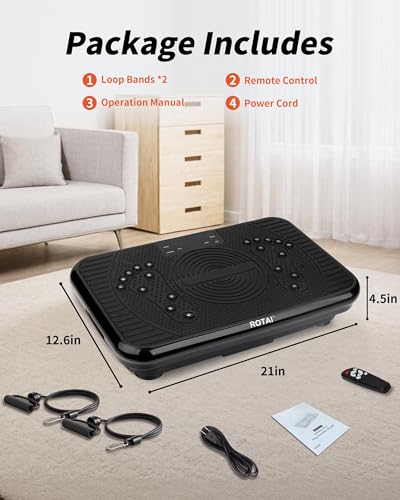 ROTAI Vibration Plate Exercise Machine for Lymphatic Drainage Massager & Weight Loss, 400 lbs Capacity Whole Body Vibrating Shake Plate Workout for Women and Men - color: Bright Black