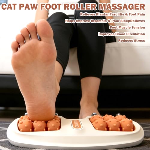 Dual Foot Massage Roller with Acupressure Nodes and Steel Balls for Feet - color: Orange