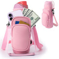 linmaya Water Bottle Carrier Bag,Water Bottle Holder with Straps Phone Pockets Fits Stanley IceFlow Owala 16/24/32/40oz Tumbler - color: Rose Pink, size: 16-40 Oz wihtout Handle