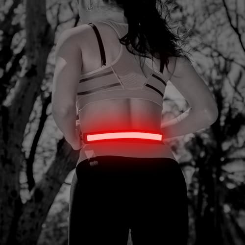 Illumifun LED Running Belt - USB Rechargeable Light Up Sash, High-Visibility Elastic Waistband Light for Running Cycling Hiking Camping Nighttime Activities - color: Red