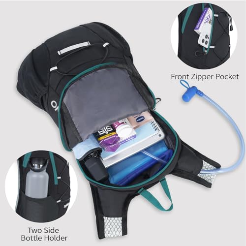 Lightweight Hydration Backpack, Running Backpack with 2L Water Bladder - color: 12L Green