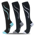 fenglaoda 3 Pairs Compression Socks for Women & Men Knee High Nurse Pregnant Cute Medical Running Travel Athletic - color: 00-3pairs-17, size: Large-X-Large
