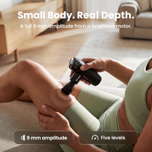 BOB AND BRAD M7 Plus Mini Massage Gun with Heat, FSA Eligible & HSA Approved Deep Tissue Percussion Massager for Back & Neck Stiffness - Portable, Quiet, Ultra-Lightweight