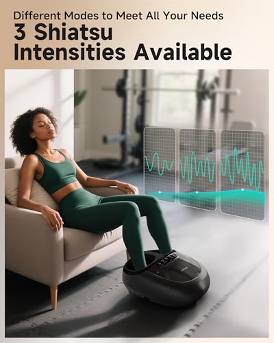 Snailax 2026 Upgraded Foot Massager with Heat,Compression, Shiatsu, Size 15 - color: B.black