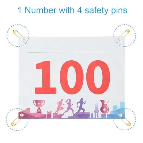 PATIKIL Tearproof Running Bib Numbers, Medals Waterproof Race Competitor Numbers with Safety Pin for Marathon Sports Game Competition Runner - style: 51-100