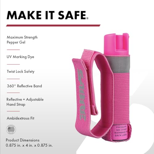SABRE Runner Pepper Gel Spray for Running, Walking & Personal Safety - color: ראנר ורוד