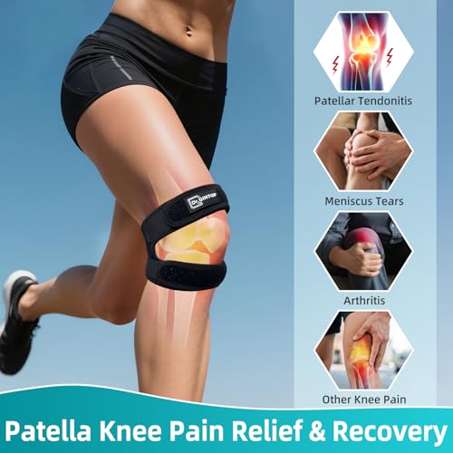 Dual Patellar Tendon Support Strap w/Gel Pad Patella Knee Brace - style: Black