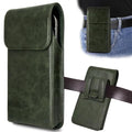 Holster for iPhone 17, 17 Pro, 16, 16 Pro, 15, 15 Pro, 14, 14 Pro, 13, 13 Pro, 12, Galaxy S25, S24, S23, Premium Leather Pouch with Belt Clip Phone Holster Belt Case, Green -M - color: Green, size: Medium
