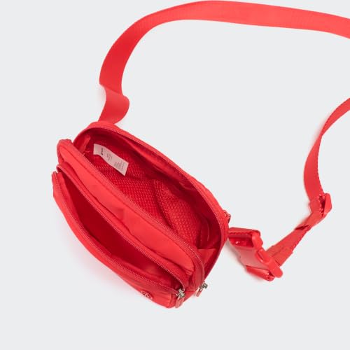 Pander Nylon Crossbody Belt Bag with Excess Strap Keepers, 6-Pocket Adjustable Sling Fanny Pack for Travel and Everyday Carry, Red - color: Red