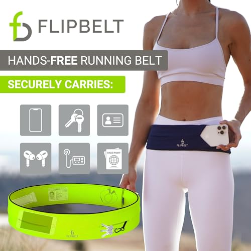 FlipBelt Classic Running Belt, Phone Holder for Running, Money Belt Pouch - color: Neon Yellow, size: Small