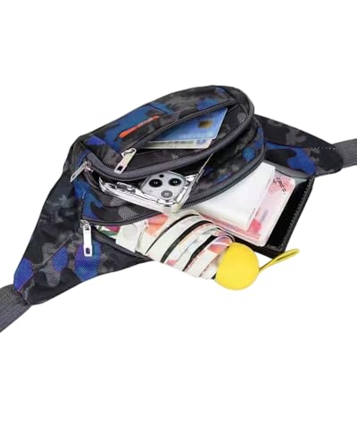 AIBEARTY Kids Fanny Pack Boys Small Camouflage Waist Pack Belt Waist Bag Pack Pouch with Adjustable Strap for Children Sport Running, Camping, Trip - color: B Blue(2 Layer)