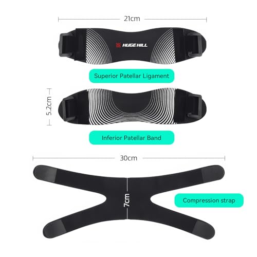 Knee Brace with Patella Knee Strap – Adjustable Compression Support Sleeve for Men & Women, Breathable Knee Brace for Running & Basketball, Patella Knee Brace for Pain Relief (Black)
