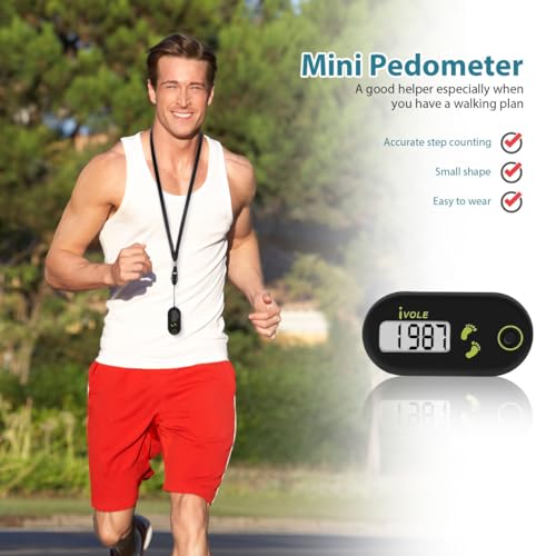 Veemoon 3D Digital Pedometer Accurate Step Counter Walking Distance Miles Calorie Counter Exercise Time Silent with Clip and Lanyard for Men Women Exercise