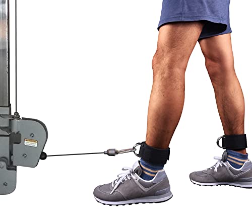 1 Pair Adjustable Fitness Ankle Strap with Double D-Ring - color: Black