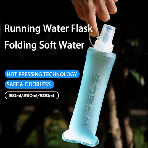 WRELS Soft Flasks Running Water Flask Folding Soft Water Bottles Small for Outdoor Sports Hiking Hydration Pack 5oz/8oz/17oz(WHITE,8oz) - color: White, style: 250ml/8oz