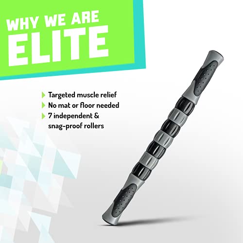Elite Massage Roller Stick Targets Sore, Tight Leg Muscles to Prevent Cramps and Release Tension. It's Sturdy, Lightweight, Smooth Rolling and Thankfully This Lifesaver has Comfortable Handles.Green - color: Green