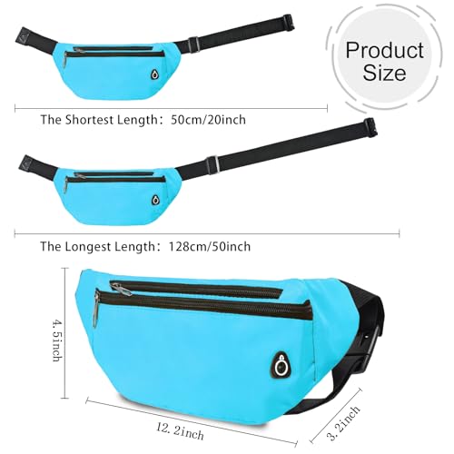 Fanny Pack for Women Men,Crossbody Water Resistant Sports Waist Bag Pack - color: 1pack-skyblue
