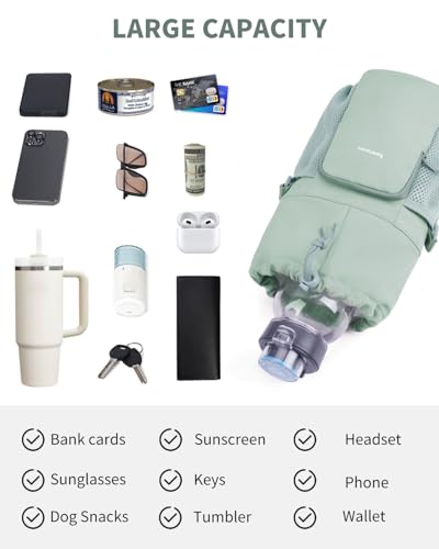 sportsnew Large Water Bottle Bag for 32/40/64oz Cup & Tumbler,Crossbody Insulated Cup Sleeve Bottle Holder Carrier with Strap - color: Green