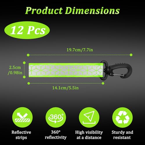 12 Pack Safety Night Reflector Pendants, Clip On Reflective Keychain and Backpack Reflector for Night Walking, Running, Cycling and Outdoor Low Light Activities