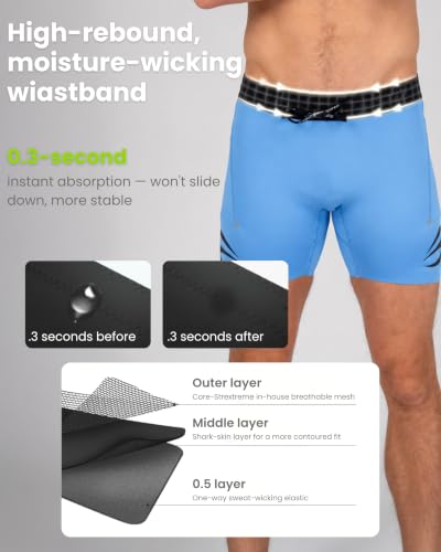 FlipBelt Men's Running Compression Shorts with Built-in Running Belt - color: Elite Black, size: X-Small