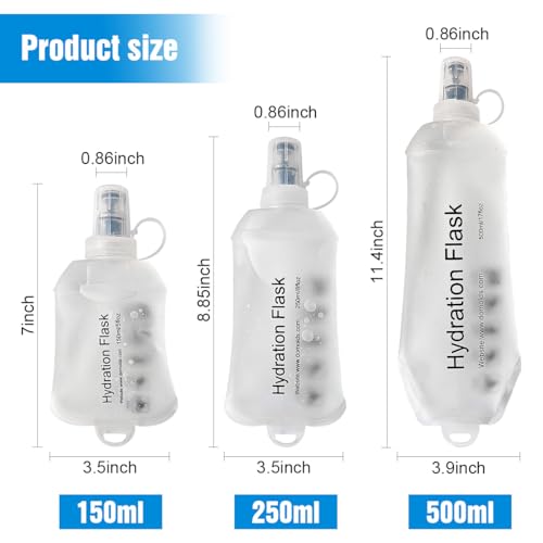 AXEN Soft Flask TPU Foldable Running Hydration Flask, Soft Collapsible Water Bottle for Hydration Pack Cycling Marathon Running Hiking - color: Clear-500ml