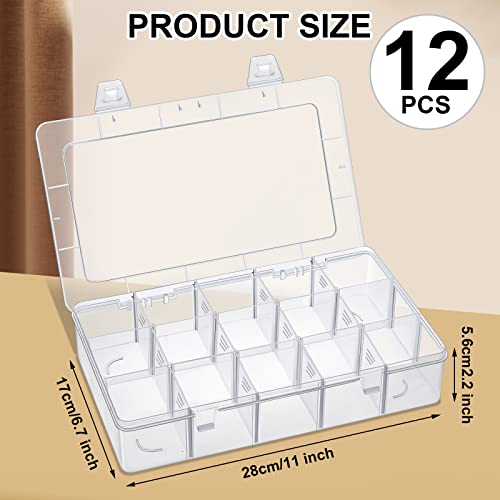 Fuutreo 7 Pcs 15 Grids Clear Plastic Bead Organizer with Dividers
