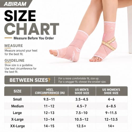 ABIRAM Ankle Brace Compression Sleeve with Adjustable Support Strap - color: Pink, size: Medium