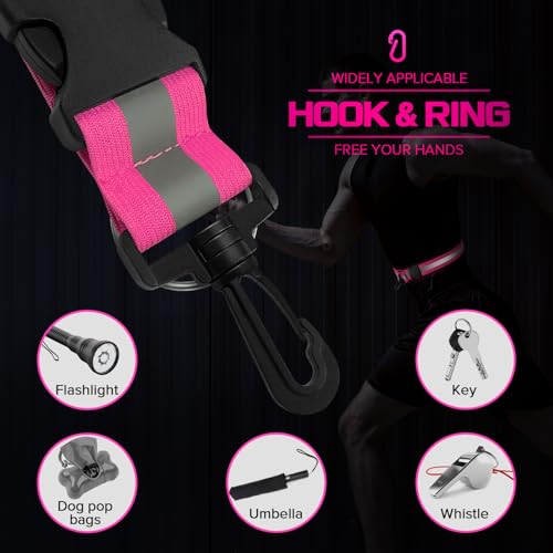 Reflective Sash for Night Walking, High Visibility Running Safety Gear with 2Pcs Reflective Armbands, Adjustable Cross-Body Reflective Belt for Men Women Kids, Essential Gear for Jogging Dog Walking - color: pink