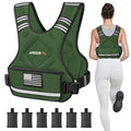 APEXUP Adjustable Weighted Vest, 4-10lb/12-18lb/20-32lb Vest with 6 Ironsand Weights and Large Pocket, Weight Vest for Men Women Strength Training, Running, Walking - color: Green, size: 20-32lbs