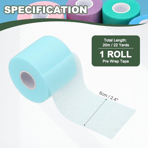 Pre Wrap Tape, Non-Slip Grip Cushion Wrap Prewrap Athletic Tape- Fitting for (Tennis- Badminton - Pickleball - Sports) - color: Light Blue