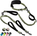 SparklyPets Hands Free Dual Dog Leash, Medium & Large (Olive Green) - color: Olive Green, size: 2 dogs M/L