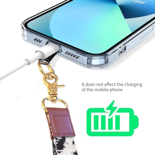 Cell Phone Lanyard Adjustable Crossbody Strap, Cute Phone Neck Wristlet Wrist Strap Patch for Keys Case Accessories - color: Black White Cowhide
